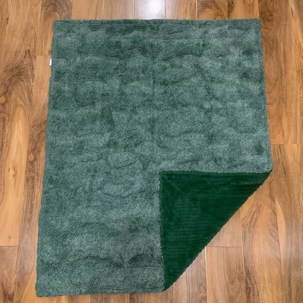 Evergreen Heathered Hide and Evergreen Brooklyn Lap Size Minky Blanket